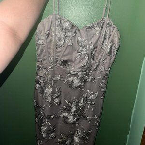 Structured gray sequenced lace dress